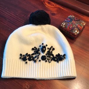 NWOT Talbots Cream Winter Hat with Jewels